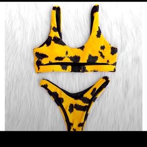 Yellow Leopard buckle bikini size medium